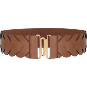 JASGOOD Women's Wide Elastic Belt Vintage Stretchy Belt for Dresses Braided Waist Belt (Fit waist size 37"-43")