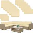 14 Pack Patio Cushion Covers Set Outdoor Cushion and Pillow Replacement for 7 Pieces 6 Seater Furniture Conversation Set Sectional Waterproof Patio Cushion Slipcovers Set Beige Covers ONLY (25.6"x25.6"x4.5"-14 Pcs, Beige)