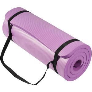 BalanceFrom 71x24 Inches Extra Thick Yoga Mat 1-Inch High-Density Foam  Roll-Up Exercise Pad with Double-Sided Non-Slip Surface and Carrying Strap for Pilates and Home Workouts, Multiple Colors (Taro Purple)