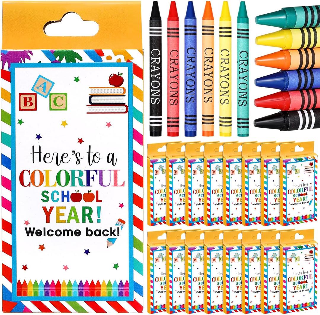 Watersay 28 Packs 6 Colors Crayons Bulk Back to School Crayons Bright Color Individual Packs Assorted Colors Art Set for School Supplies