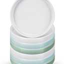 Zubebe 6 Pcs 4 Inch Ceramic Plant Saucer Round Planter Pot Drainage Tray Planter Water Drip Tray Flower Pot Saucers for Indoor Outdoor Holding Water Drips and Soil, White, Blue, Green