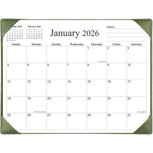 Simplified Desk Calendar 2026 with Desktop Mat, 18 Month Large Desk Pad Calendar from January 2026 to June 2027, 22" x 17" Desk Pad Calendar 2026-2027 for Home, School Office, Green