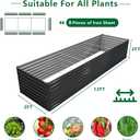 DIIYIV Galvanized Raised Garden Bed Kit Outdoor Patio,12x2x2ft Large Rectangular Metal Planter Boxes,Deep Root Box Planter for Gardening,Vegetables,Flowers,Herbs-Black