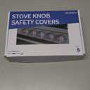 Stove Knob Safety Covers, 5Pcs Fits 90% Oven/Stove 5 Heat Alert Stickers Oven Knob Covers for Child Safety, 2nd Gen Kitchen Burner Childproofing, Gas Stove Knob Locks for Kid Baby Pet (Clear)