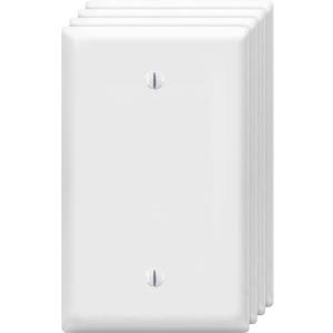 Blank Wall Plates 1-Gang blank Switch Outlet Electrical Cover Plate Unbreakable Thermoplastic Faceplate for Light Receptacle Outlet Switch, White (4 Pack)