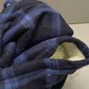 SCODI Men's Flannel Shirt Jacket Fleece Sherpa Lined Plaid Jackets Coat Full Zip Up Hoodie Winter Outwear (Large, Navy)