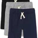 The Children's Place French Terry Casual Shorts (Medium, Black/H Grey/Navy 3 Pack)