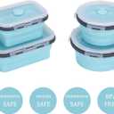 KUON Collapsible Silicone Food Storage Containers with Airtight Lids, Set of 4 Stacking Container, Microwave and Freezer and Dishwasher Safe, with Vent Valve, BPA Free (350ml and 500ml)