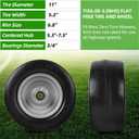 AR-PRO (2-Pack) 11x6.00-5 Flat Free Tire and Wheel - Universal 11x6-5 Solid Rubbe Riding Lawn Mower Tire with Rim - With 5.3"-7.5" Centered Hub and 3/4" Bearings - Fit Most Zero Turn Mowers