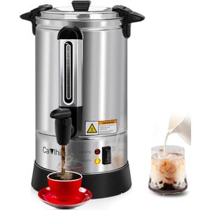 Coffee Urn 50 Cup 8L Large Coffee Maker Commercial Stainless Steel Hot Water Urn Coffee Fast Brew Dispenser 950W, 8L Single-wall