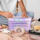 Hiroyuki Iridescent Makeup Bag, 14 inches Cosmetic Bag, Large Capacity Travel Pouch (Face, purple)