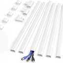 Delamu Cord Hider Wall, Cord Covers for 2-3 Wires, Easy Set up Cable Hider Wire Covers for Cords on Wall, Self-Adhesive Wire Hiders for TV on Wall, Cable Cover Management Kit, W1.0 H0.53in, White