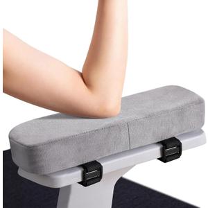 Smiry Ergonomic Office Chair Armrest Pads, Memory Foam Arm Rest Covers, Non-Slip Armrest Cushion with Adjustable Buckles and Straps, Elbow Relief for Desk, Gaming & Wheelchair (Grey, Set of 2)