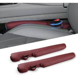 Leather Car Seat Gap Filler Universal for Car Truck SUV to Block The Gap Between Seat and Console Stop Things from Dropping 2 Sets Red, SGF02R