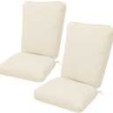 2 Pack Adirondack Chair Cushions, Waterproof & UV-Resistant Outdoor Rocking Chair Cushion Set, Removable Seat Pads with Ties for High Back Dining or Patio Chairs, Beige1#