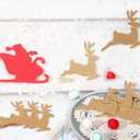 4 x Sleigh And Reindeer Banner - Christmas Santa In His Sleigh With Reindeer Garland, Merry Christmas Party Decoration