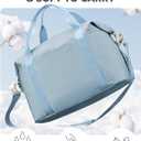 Percover Weekender Travel Duffel Bag for Women, Lightweight Soft-Structure 33L Carry-On, Water-Resistant Nylon with Shoulder Strap & Trolley Sleeve, Personal Item Friendly, Sky Blue, 22.83 x 7.48 x 16.14 inches