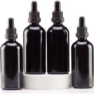 YIZHAO Black Glass Dropper Bottle 4oz, Tincture Bottles with Glass Dropper, for Essential Oils, Aromatherapy, Cosmetic, Laboratory, Pharmacy, Liquids, Travel 4 Pcs