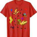 Kawaii Bugs Insect Ladybug Bee Mantis Butterfly for Kid Girl T-Shirt Red Size L