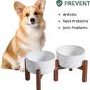 Havniva 6.1" Elevated Dog Bowls Ceramic Raised Dog Bowl with Non-Slip Stand (Acacia Wood) Two Height Options, Dog Food & Water Bowl for Small & Medium Breed Dogs - 3.4 Cups 27 oz