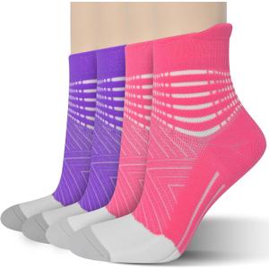 IRAMY Compression Ankle Support Socks Women - Wicking, Cushioned Athletic, Plantar Fasciitis Relief 2 Pairs, Medium