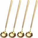 4 PCS 6.7 Inches Coffee/ Tea Spoons Long Handle, Gold, Ice Tea, Espresso Stainless Steel Long Spoons for Stirring
