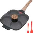 Egg Pan, Egg Frying Pan with Lid Nonstick 4 Cups Pancake Pan Fried Egg Pan for Breakfast - Black
