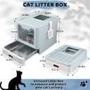 Enclosed Cat Litter Box with Lid Top Exit Covered Metal Stainless Steel Litter Box Leak Proof & Odorless Easy to Clean Including Cat Litter Scoop and Litter Mat