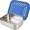 LunchBots Medium Uno Stainless Steel Sandwich Container - Open Design for Wraps - Salads or a Small Meal - Eco-Friendly - Dishwasher Safe and BPA-Free - Aqua Dots (1 section) Blue Dots