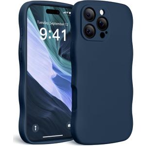 Magnetic for iPhone 16 Pro Case, [Full Camera Protection][Compatible with MagSafe] Cute Wave Frame Silicone Shockproof Protective Phone Case for iPhone 16 Pro 6.3", Cobalt Blue
