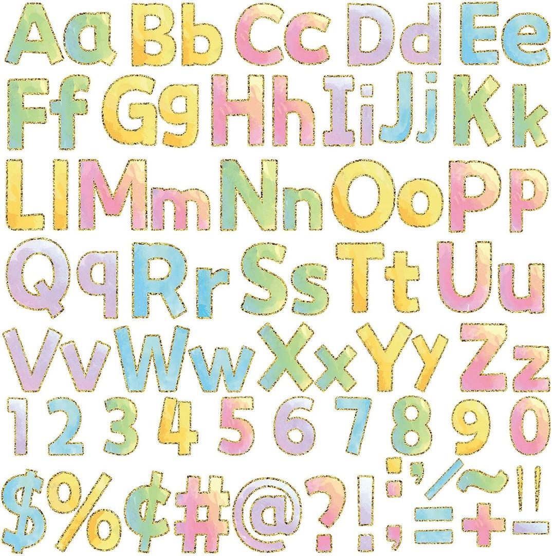 chiazllta 266 Pcs Letters Combo Pack Set Bulletin Board Letters Watercolor Letters and Number Accents for Bulletin Board Display Home School Classroom Decor