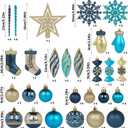 87Pcs Christmas Ball Ornaments Set, Assorted Shatterproof Hanging Tree Decorative for Xmas Tree Holiday Party and Home Decor (Blue & Gold)