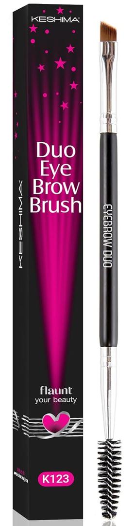 KESHIMA Eyebrow Brush Duo Premium Angled Eye Brow Brush & Spoolie Precision Eye Makeup Tool for Applying & Blending Powder, Gel & Liquids