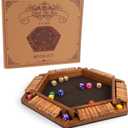 WOOD CITY Shut The Box Game Wooden for 6 Players, Close The Box Math Game for Kids Adults with 16 Dice, 6 Way Tabletop Quick Board Game for Family Friends 3+ Years Old in Classroom, Party or Pub
