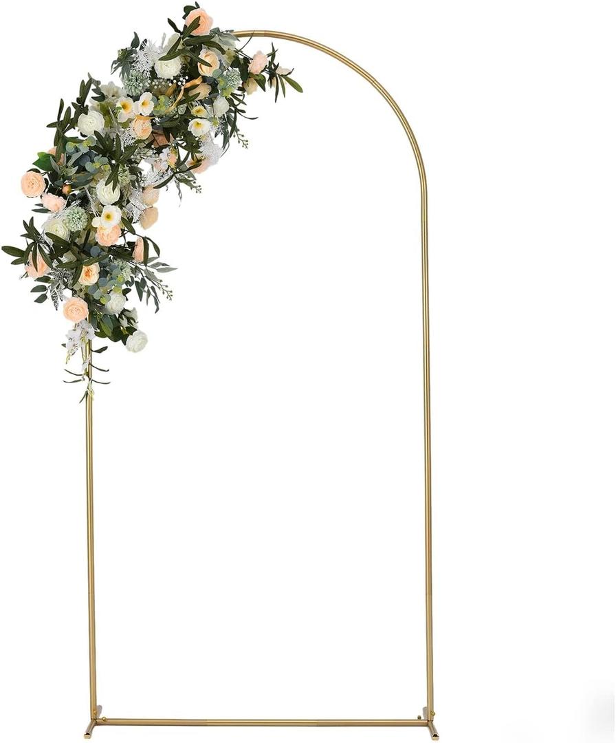 Vincidern 6.6 FT Wedding Arch Backdrop Stand for Parties, Balloon Arch Stand, Wedding Arches for Ceremony, Metal Arch Backdrop Stand for Bridal Baby Showers, Birthday Party Decoration Door Frame Gold