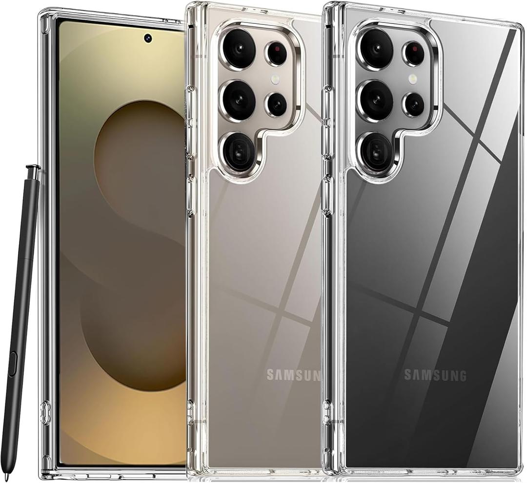 for Samsung Galaxy S25 Ultra Case,Clear Galaxy S 25 Ultra Phone Case,[No Yellowing] Shockproof Slim Silicone Cases TPU Bumper Hard PC Cover for Samsung S25 Ultra 5G 6.9",Transparent