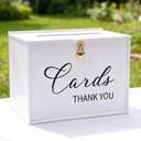 Extra Large Card Box with Lock & Slot, Elegant White Wedding Card for Reception Money Gift Envelope Cards, Spacious Gift Cards Holder Box for Party Graduation Baby Bridal Shower Table Decor