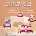 5-in-1 Baby Walker with Wheels Foldable Height-Adjustable Walker for Baby Boy 6-12 Months with Feeding Tray Multi-Functional Activity Center Battery-Free Function (Red)