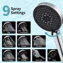 SR SUN RISE NSF Certified Filtered Shower Head with Handheld for Hard Water to Remove Chlorine High Pressure 9-Spray Setting (with Power Wash) Anti-Clog Nozzles (1 Filter, Chrome Silver)