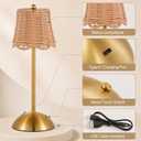 8 Pcs Cordless Table Lamp Rechargeable Touch Lamp Gold Woven
Alloy & Woven Rattan, 4.9x11.8 Inch, 1800mAh Battery, USB Cable Included, 3olor Touch Dimming, Boho Farmhouse Decor, Bedroom