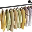 Wall Mounted Clothes Rack 24in, Industrial Pipe Wall Mount Clothing Rack, Heavy Duty Iron Garment Racks, Space Saver Multi-purpose Hanging Rod for Laundry Room, Closet Storage, 1 Pack