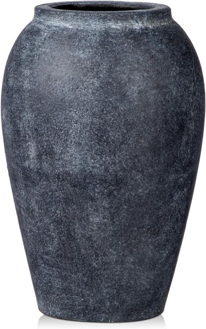 Handmade Flower Vase, 9.6" Tall Terracotta Vase, Vintage Ceramic vase, Rustic Antique Vase Dcor, Wide Mouth, Matte Finish for Home Office Resto Caf Dcor (Lightslategray)