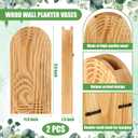 2 Pack 15" Wooden Wall Vase with 20 Pcs Artificial Eucalyptus Leaves Stems Planter, Boho Modern Farmhouse Bathroom Hanging Planter for Wedding, Hallway, Bedroom, Living Room