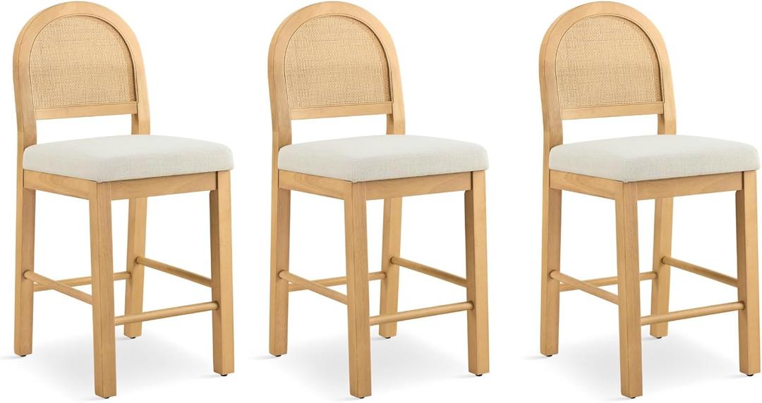Rattan Counter Height Bar Stools Set of 3