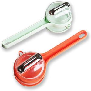 2 x 2-Piece Vegetable Peeler Set - Stainless Steel Potato Peeler and Fruit Peeler, Ideal for Kitchen Use, Apple Peeler, Carrot Peeler, Orange Peeler with Comfortable Grip