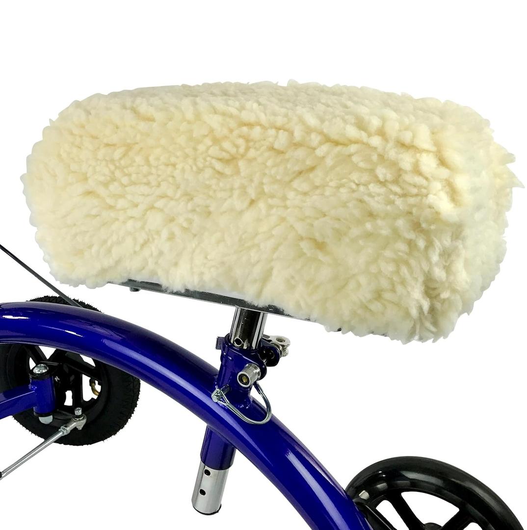 KneeRover Deluxe Plush Synthetic Sheepskin Knee Scooter Pad Cover Cushion - Knee Rover Pad Accessory Features Thick Comfortable Foam Padding - Fits Most Models (1 Count (Pack of 1))
