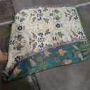 Boho Throw Blanket for Couch 100% Cotton Soft Birds and Floral Double Embroidery Breathable Throw Blankets,50"60" All Season Reversible Throws for Sofa Chair Livingroom Home Decor