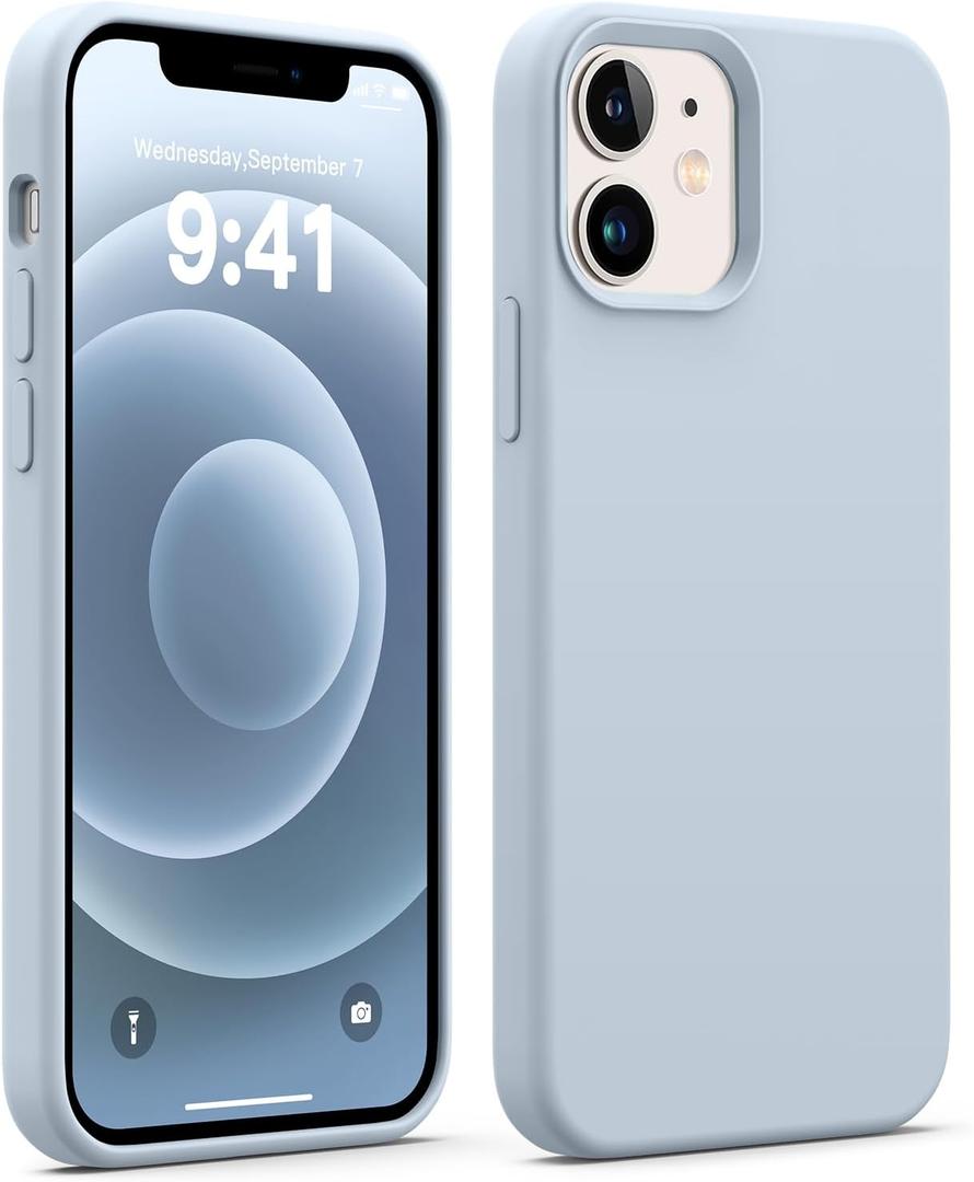 JELE Shockproof Designed for iPhone 12/12 Pro Case, Liquid Silicone Phone Case with [Soft Anti-Scratch Microfiber Lining] Military Grade Drop Protection Slim Thin Cover, 6.1 inch, Baby Blue