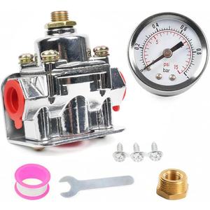 BARTOO Fuel Pressure Regulator Carburetor with Gauge Kit, 4 1/2 to 9 PSI, 3/8in NPT, 12-803 Zinc Alloy