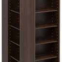 Prepac 4 Sided Revolving Display Cabinet, Black Storage Cabinet with 36 Adjustable Shelves Narrow DVD Storage Cabinet Ideal for Living Room 18.75" D x 18.75" W x 65" H